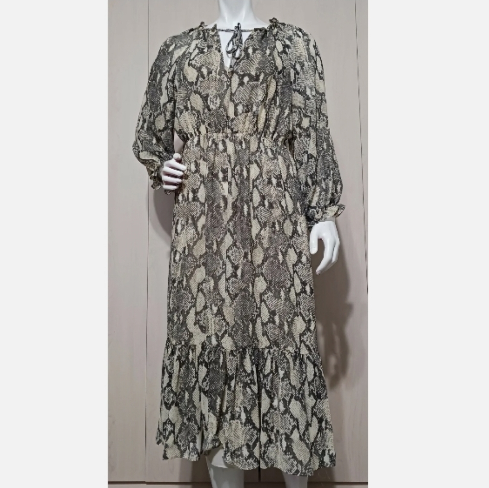 Zara Snake Print Midi Dress Size XS ( No Belt.) - Picture 2 of 9